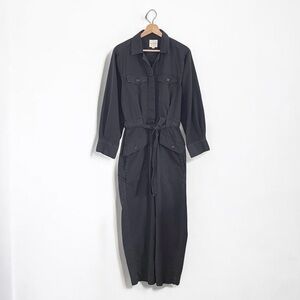 Anthropologie Unpublished Utility Jumpsuit Cotton Coveralls Charcoal Navy Small